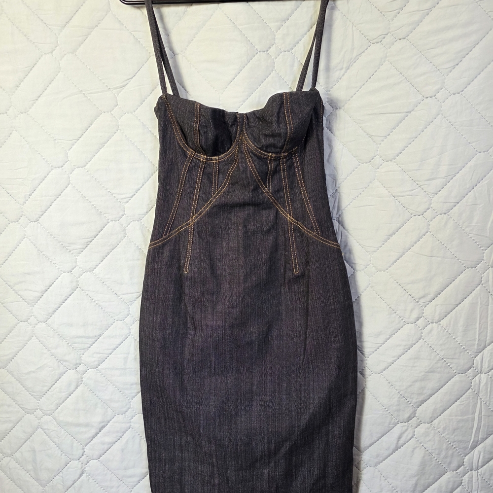 Dolce & Gabbana Denim Corseted Dress. Leopard Print Sz 38